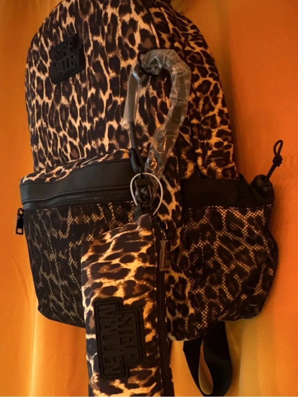 Steve Madden Brown Tan and Black Leopard Print Backpack